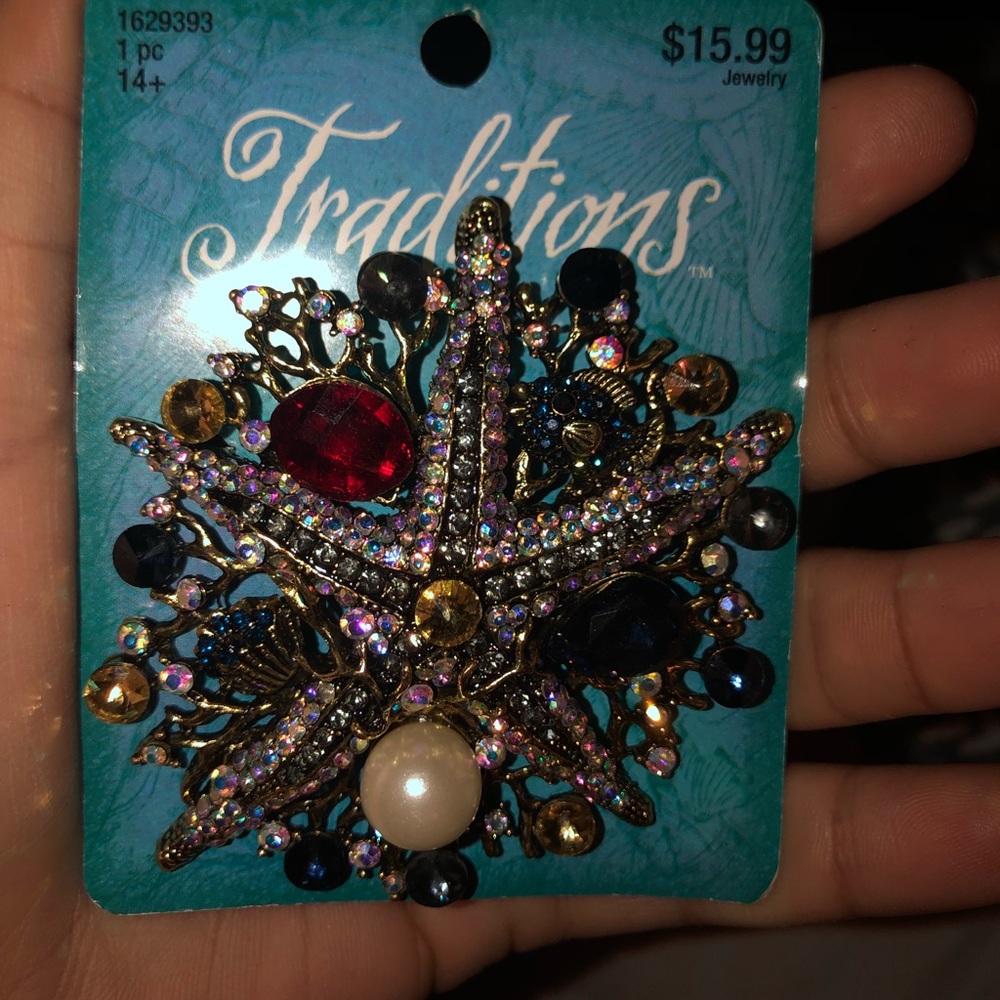 Jeweled Starfish Brooch/Pin